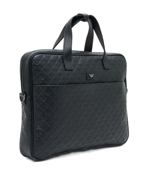 メンズ Emporio Armani レザービジネスバッグ Black