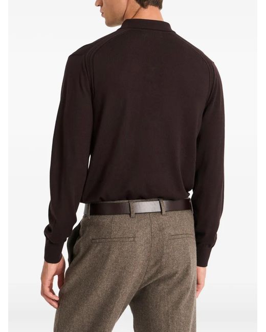 Pringle of Scotland Black Polo-Collar Merino Wool Sweater for men