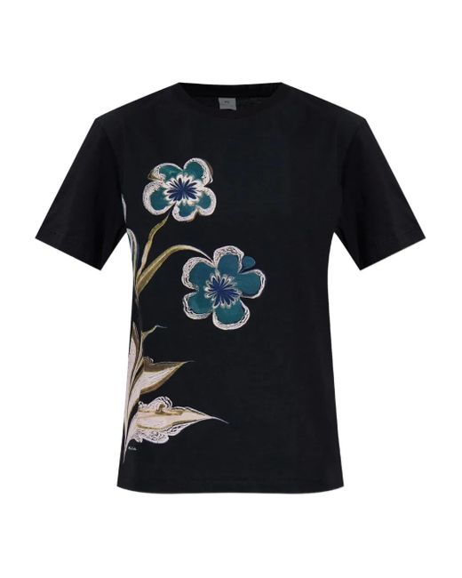 Paul Smith Floral-Print T-Shirt in Black | Lyst Canada