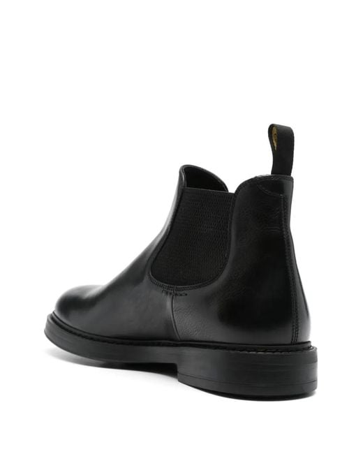 Doucal's Black Round-Toe Leather Boots for men