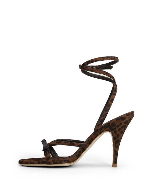 3Juin White Leopard-Print Bow-Detail Suede Heeled Sandals