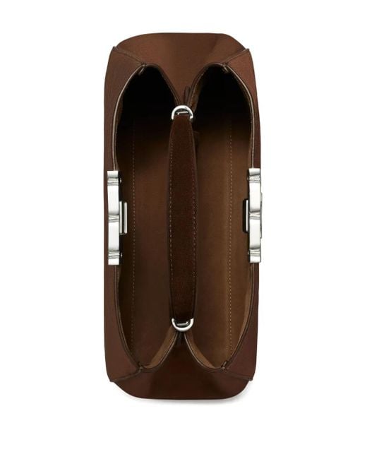 Tory Burch Double-t Logo Suede Satchel Brown