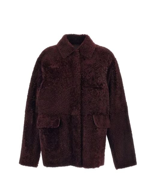 Desa Nineteenseventytwo Red Shearling Oversized Jacket