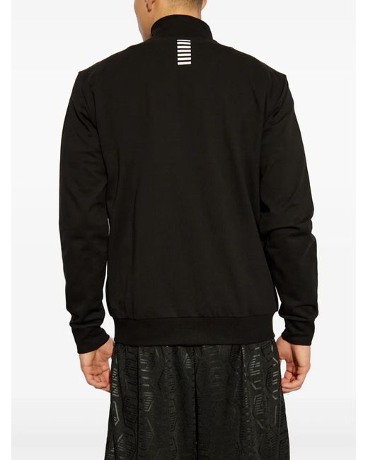 EA7 Black Zip-Up Sweatshirt for men