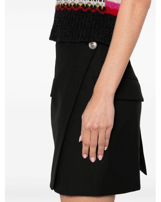 Maje Black Asymmetric Wrap Mini Skirt