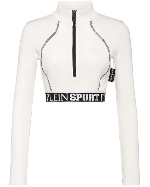 Philipp Plein White Logo-Underband Crop Top