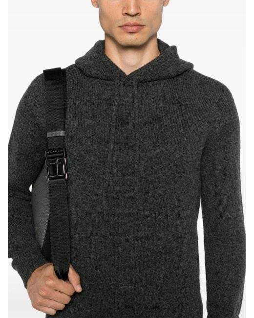 Roberto Collina Black Knitted Hoodie for men