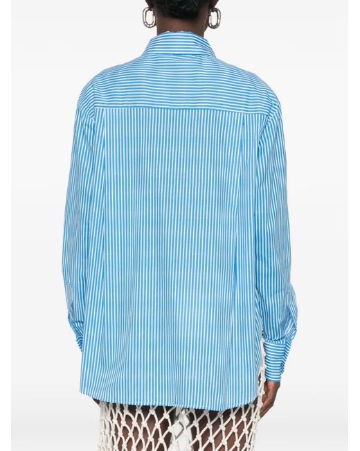Frankie Shop Blue Peri Striped Button-Up Shirt