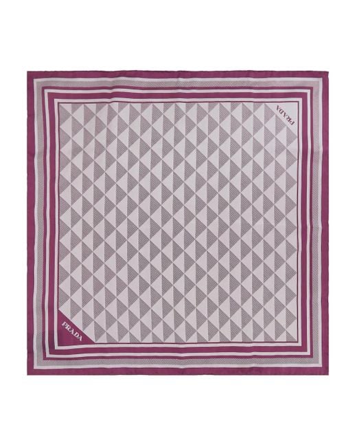 Prada Purple Schal Mit Geometrischem Muster