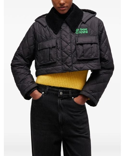Ganni Black X Barbour Quilted Coat