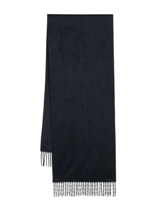 N.Peal Cashmere Blue Fringed Rectangle Scarf