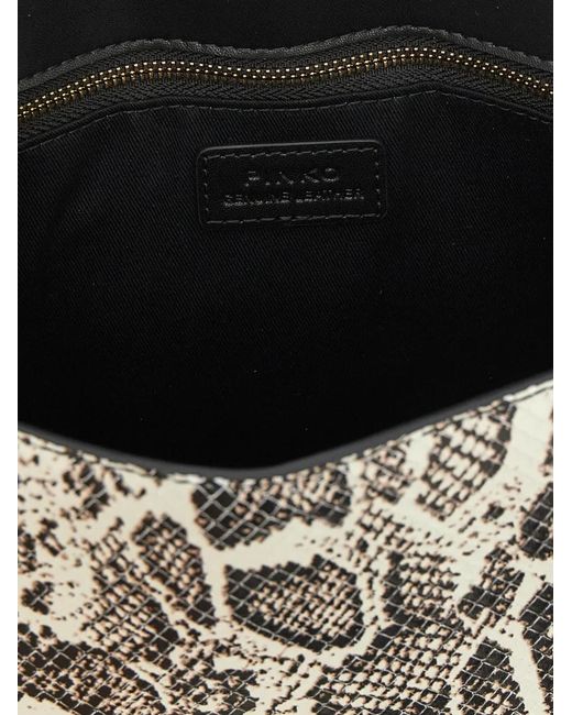 Pinko White Love Bag Python-Effect Leather Handbag