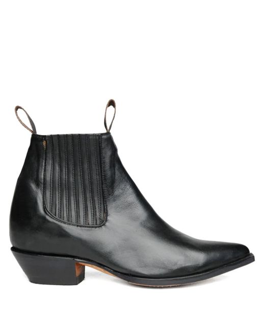 Chamula Black Botin Vaquero Pointed-Toe Ankle Boots for men