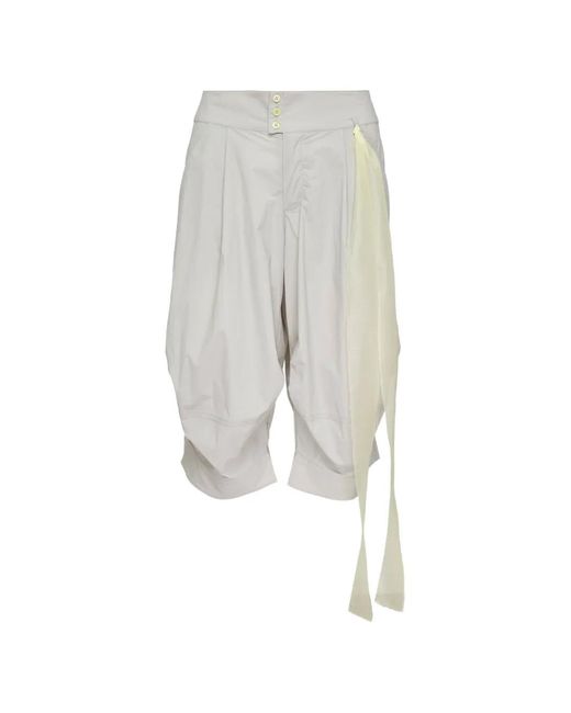 Sultry Virgin Gray Button Fastening Capri Shorts