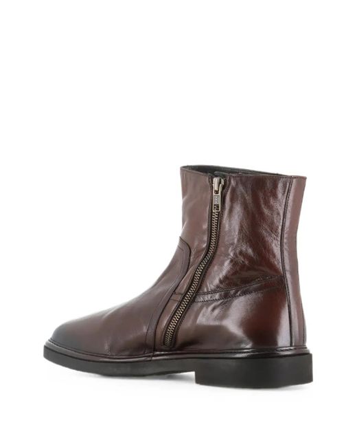 Alexander Hotto Brown Side-Zip Leather Boots for men