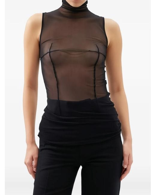 Ann Demeulemeester Black Sabrin High-Neck Top
