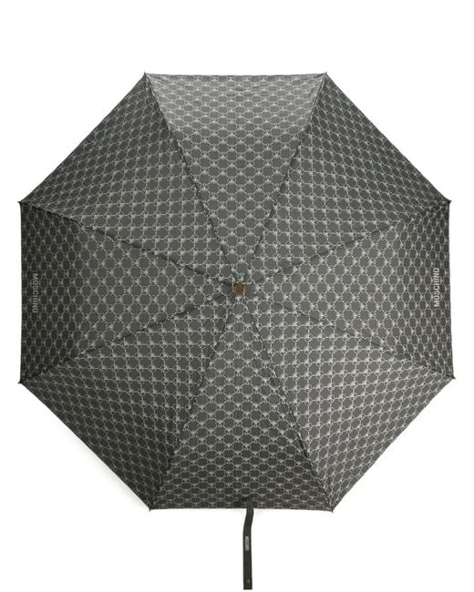 Moschino Gray Monogram-Print Two-Tone Umbrella