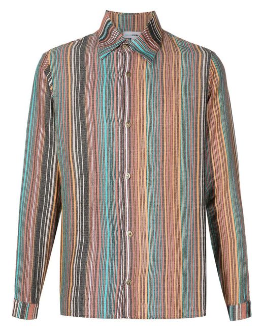 Amir Slama Brown Striped Jacquard Cotton Shirt for men