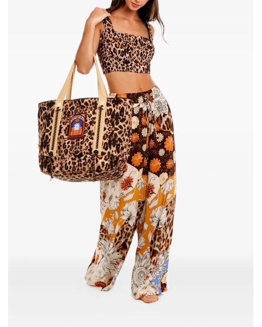 Agua Bendita Brown Papprika Leopard-Print Tote Bag