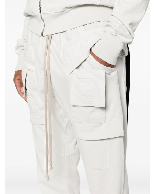 Rick Owens White Drawstring Cotton Trousers for men