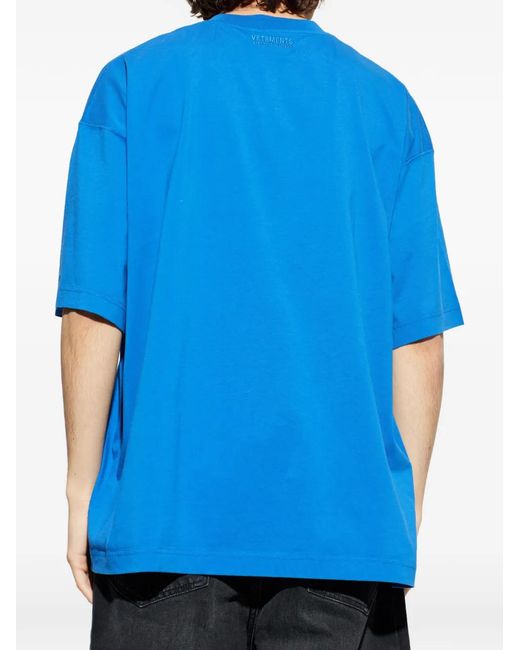 Vetements Blue Cotton Graphic T-Shirt for men