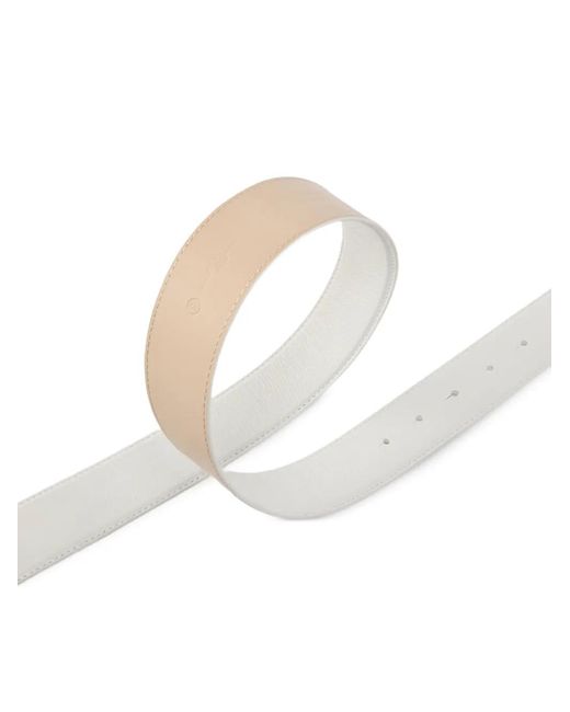 Pinko Leren Riem Met Love Birds Gesp, 4 Cm in het White