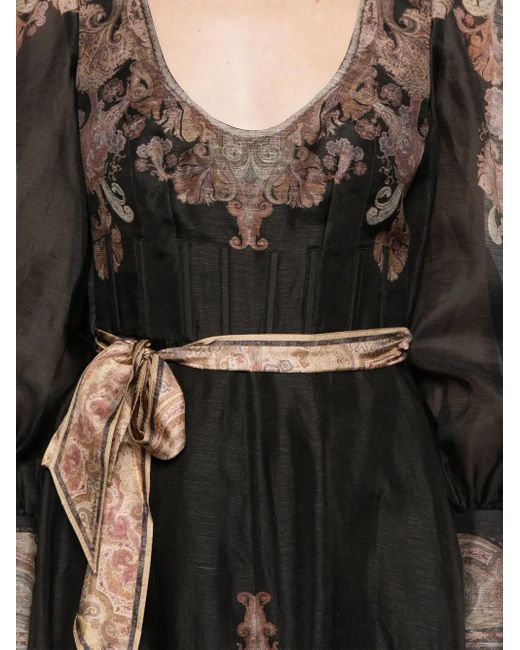 Zimmermann Black Illustration Structured Maxi Dress