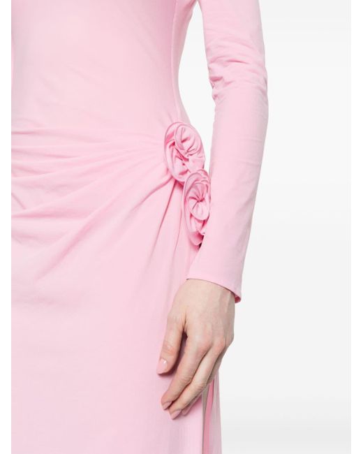 Magda Butrym Pink Floral-appliqué Asymmetric Dress