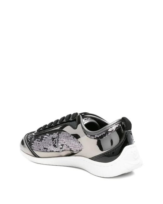 Pinko Metallic Leather Lace-Up Sneakers
