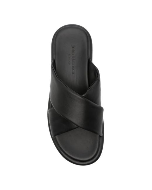 JOHN HARRISON Black Criss-Cross Strap Sandals for men