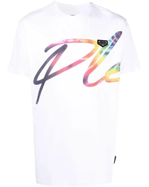 Philipp Plein White Logo-Print Detail T-Shirt