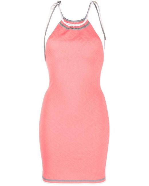 Fendi Pink Gestricktes Neckholder-Kleid
