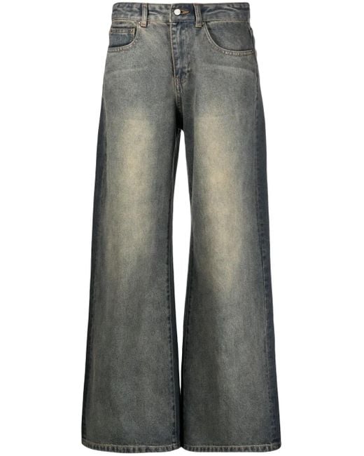 JNBY Gray Wide-Leg Gradient-Effect Jeans