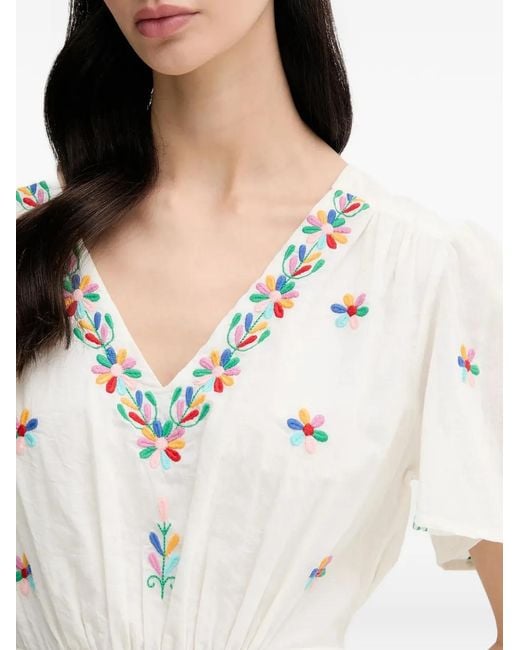 La Petite Francaise White Rachele Embroidered V-Neck Maxi Dress