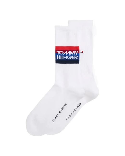 Tommy Hilfiger White Ogo-Print Ribbed Socks (Set Of Two) for men