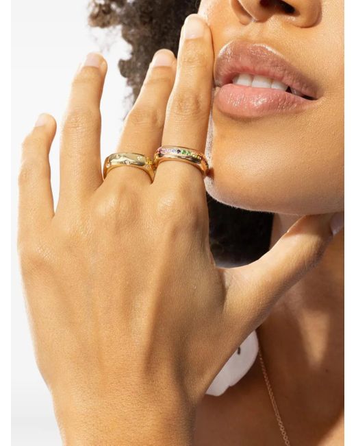 FULLORD White 18K Rose Ghost Belt Sapphire Ring