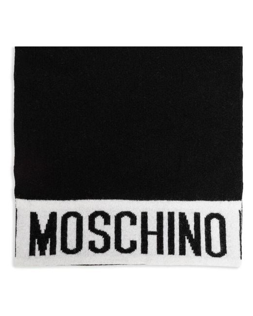 Moschino Black Intarsia Knit-Logo Scarf