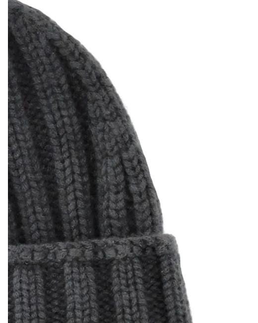 LA ROSE Black Ribbed Beanie
