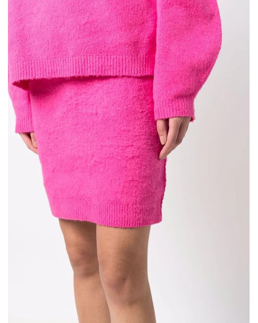 Helmut Lang Pink Textured Knit Pencil Skirt