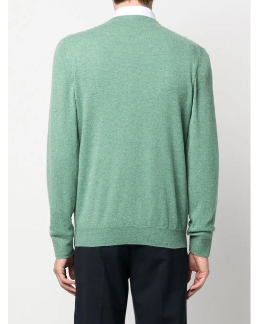 Fedeli Green Fine Knit Cashmere Jumper for men