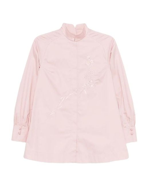 Shiatzy Chen Pink Scape-Of-Curve Embroidered Shirt