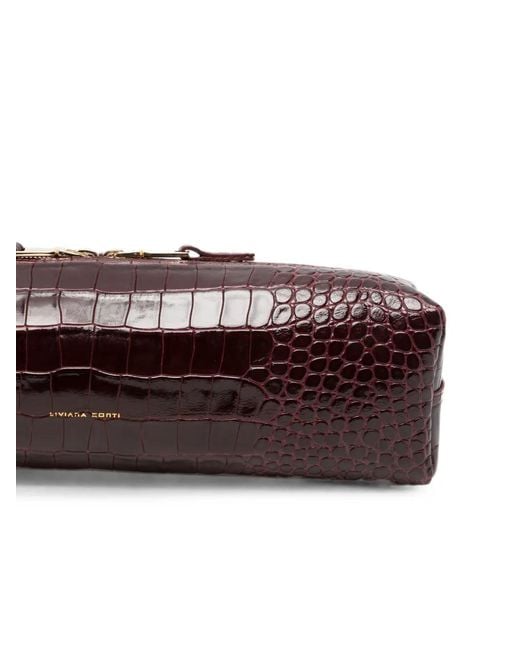 Liviana Conti Brown Croc-Effect Clutch Bag