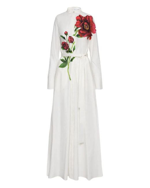 Oscar de la Renta ベルテッド マキシドレス White