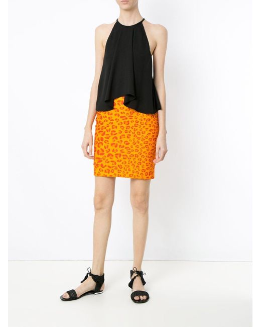 orange leopard print skirt