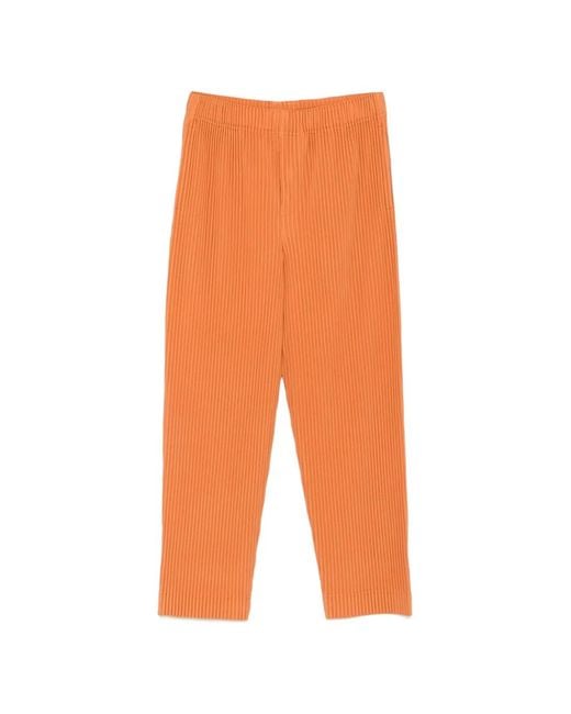 Homme Plissé Issey Miyake Orange Pleated Slim Trousers for men