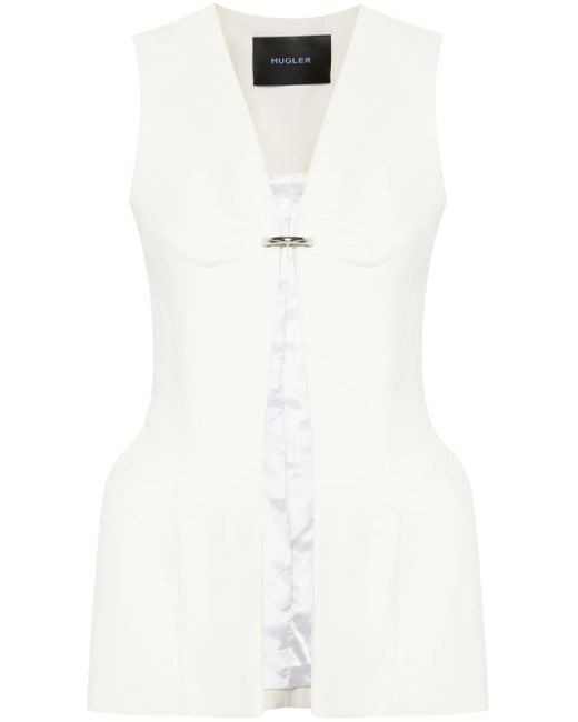 Mugler Geribbelde Spencer in het White