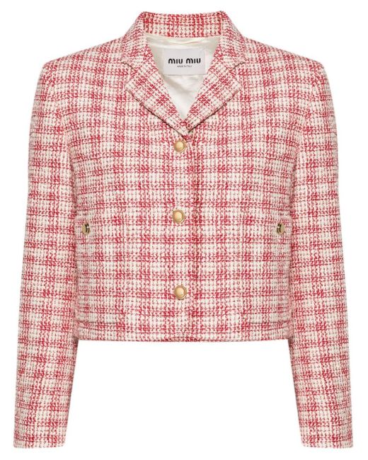 Miu Miu Pink Tweed-Jacke mit fallendem Revers