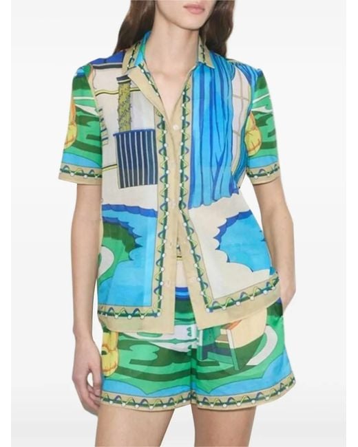 Tory Burch Blue Printed Shirt