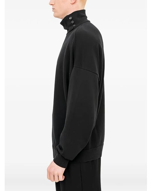 DEVOA Black Buttoned High-Neck Sweater for men