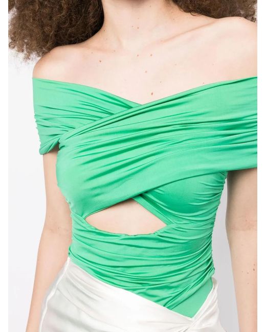 Fleur du Mal Green Wrap-Front Bodysuit